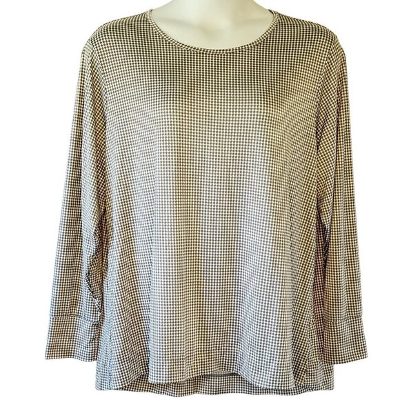 Lands' End Houndstooth Stretch Tunic Grey and White Scuba Feel Plus Size 3X - Picture 1 of 6